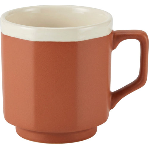 Wfkng Octagonal Footed Ceramic Coffee Mug 11 oz Terracotta Ivory - Product view